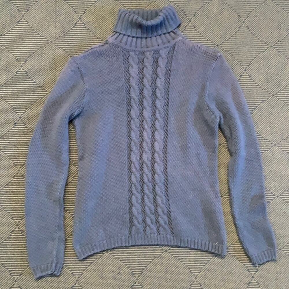 Charlotte Russe Sweater Knit Turtle Neck Sweater Size Large Blue Sweater